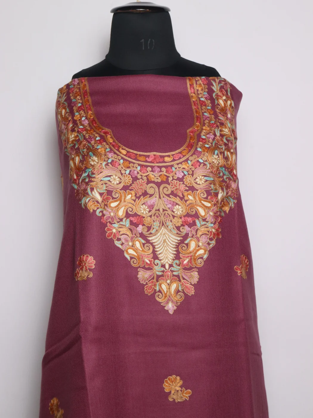 Purple Kashmiri Suit In Cashmilon With Aari Embroidery 2Pc | Noor - Image 2