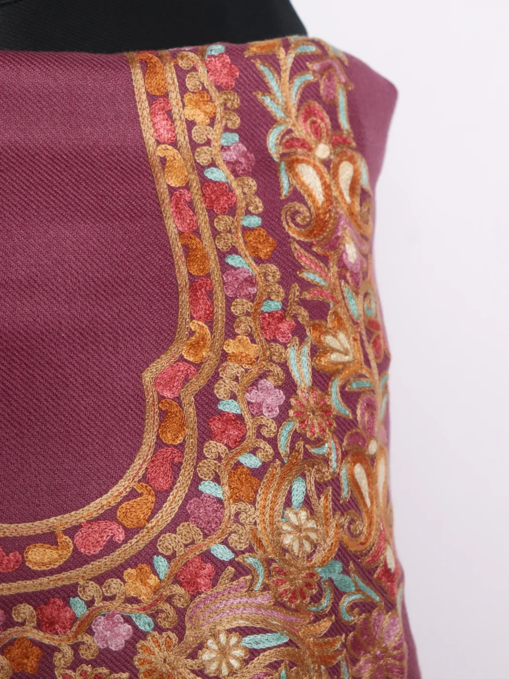 Purple Kashmiri Suit In Cashmilon With Aari Embroidery 2Pc | Noor - Image 3