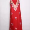 Kashmiri Suit In Red Cashmilon With Aari Embroidery 2Pc | Noor
