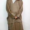 Shams Kashmiri Tweed Brown Pandit Style Loose Pheran for Men
