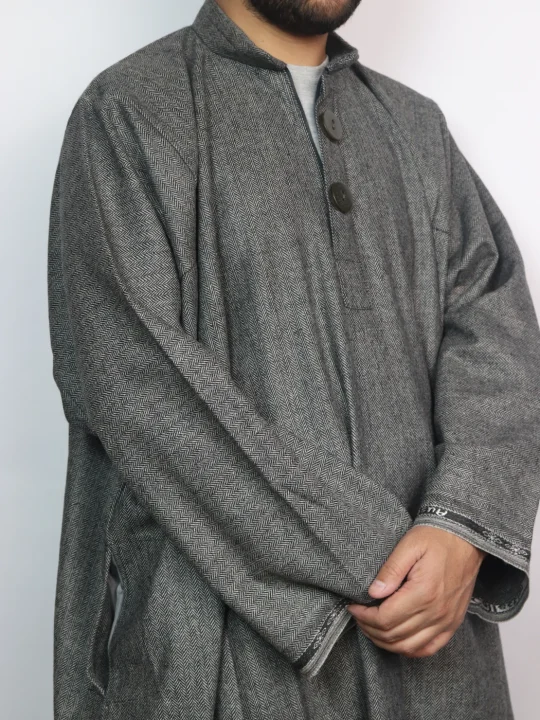Imtiyaz Kashmiri Grey Tweed Pheran for Men - Image 2