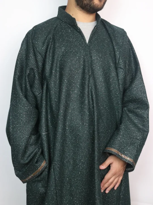 Kashmiri Danish Pheran for Men Green Tweed - Image 2