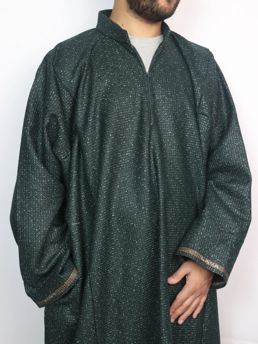 Kashmiri Danish Pheran for Men Green Tweed - Image 2
