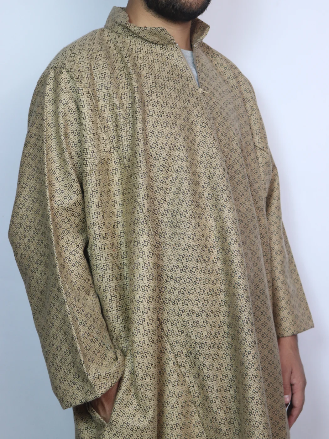 Beige Kashmiri Tweed Pheran for Men Aariz - Image 2