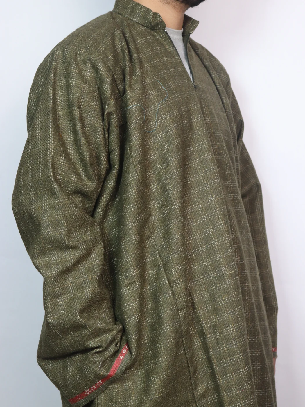 Mahraz Kashmiri Pheran In Olive Tweed for Men - Image 2
