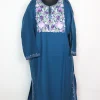 Kashmiri Cashmilon Pheran In Blue For Women Gulshan With Aari Work