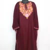 Zoon Kashmiri Pheran In Wine Cashmilon for Women With Aari Kaam