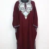Humaira Kashmiri Pheran In Maroon Cashmilon for Women With Aari Work