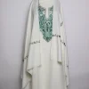 Sana Cotswool Dress Material With Dupatta In Aari Work 3Pc | White