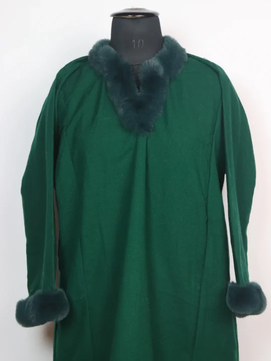 Rida Kashmiri Pheran in Cashmilon with Fur | Green - Image 2