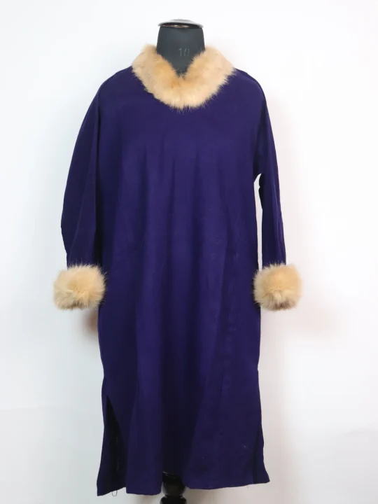Kashmiri Pheran Rida  in Cashmilon with Fur | Navy Blue