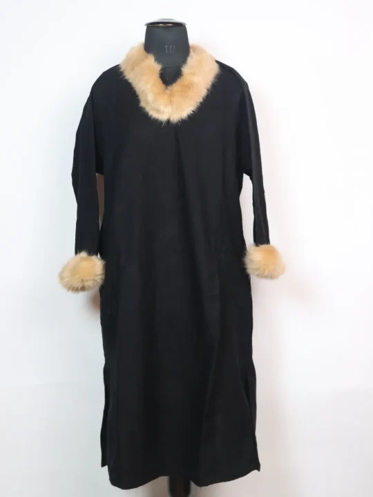 Black  Kashmiri Pheran in Cashmilon with Fur | Rida