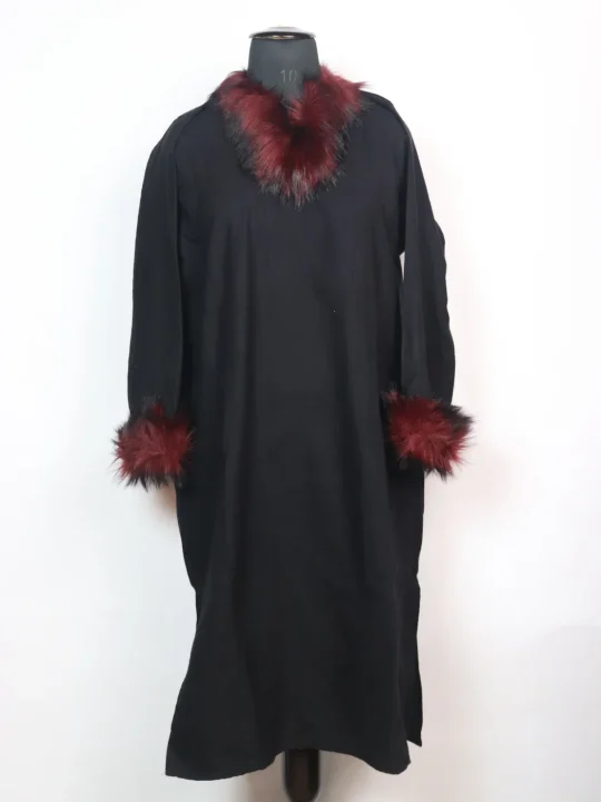 Rida Kashmiri Pheran in Cashmilon with Fur | Black