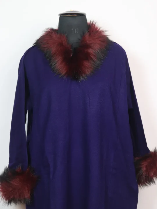 Rida Kashmiri Pheran in Cashmilon with Fur | Blue - Image 2
