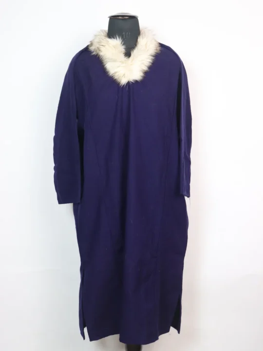 Navy Blue Kashmiri Pheran in Cashmilon with Fur | Rida