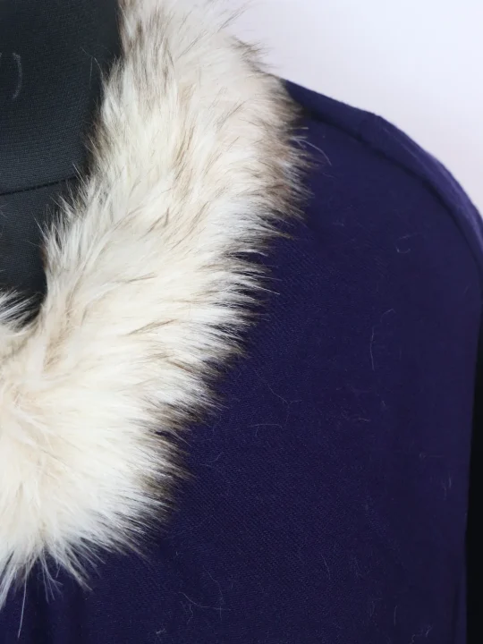 Navy Blue Kashmiri Pheran in Cashmilon with Fur | Rida - Image 3