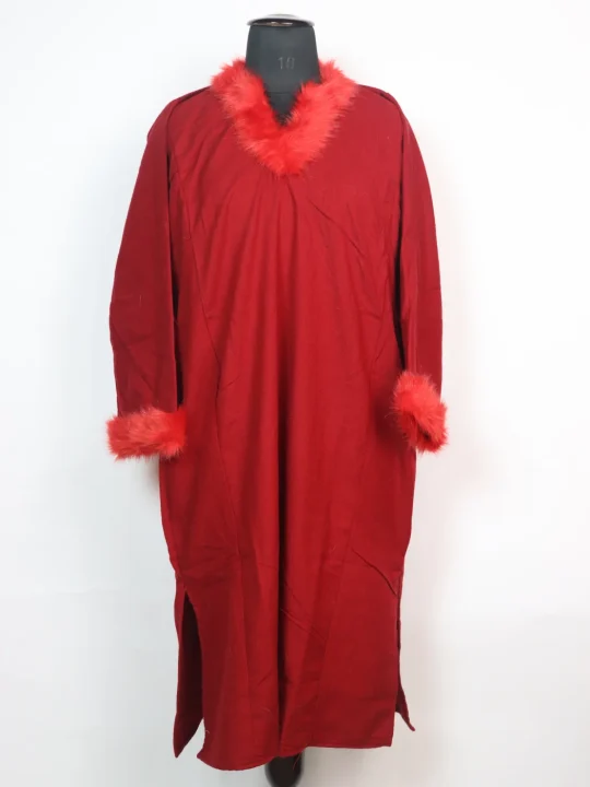 Rida Kashmiri Pheran in Cashmilon with Fur | Red