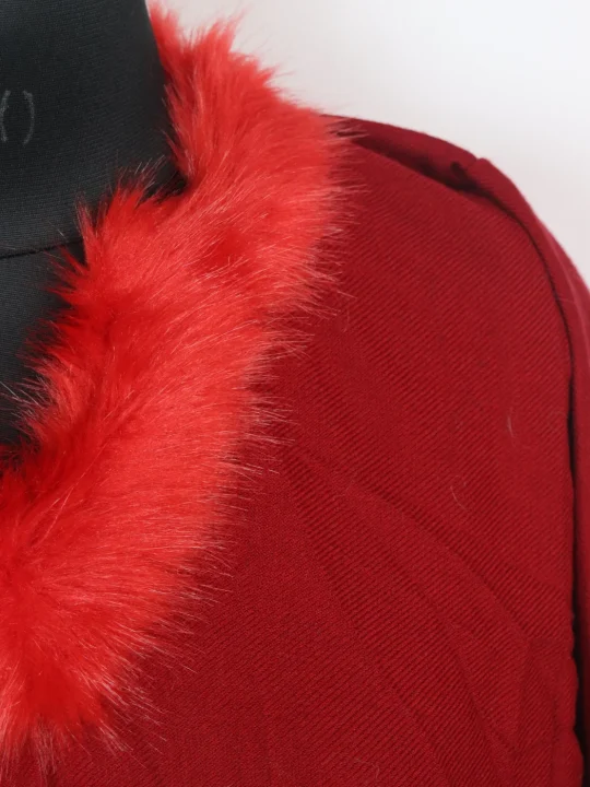 Rida Kashmiri Pheran in Cashmilon with Fur | Red - Image 3