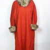 Kashmiri Pheran Rida in Cashmilon with Fur | Orange