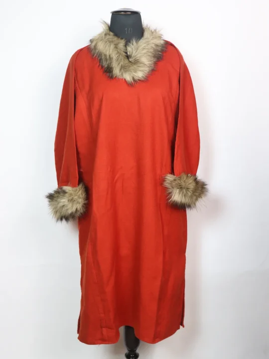 Kashmiri Pheran Rida in Cashmilon with Fur | Orange