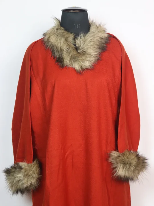 Kashmiri Pheran Rida in Cashmilon with Fur | Orange - Image 2