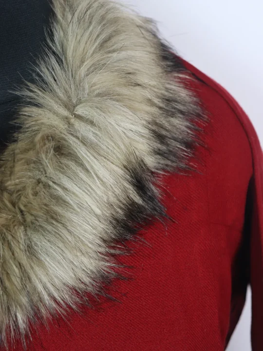 Kashmiri Pheran in Red Cashmilon with Fur | Rida - Image 3