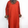Kashmiri Pheran Rida  in Cashmilon with Fur | Orange