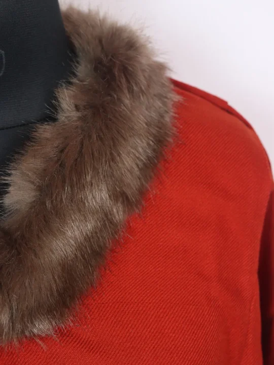 Kashmiri Pheran Rida  in Cashmilon with Fur | Orange - Image 3
