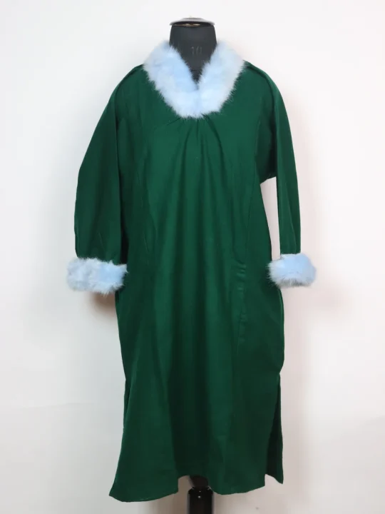 Green Kashmiri Pheran in Cashmilon with Fur | Rida