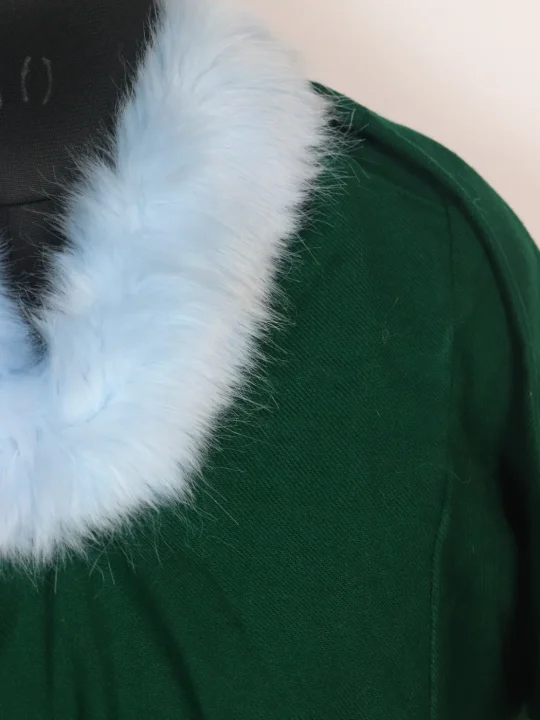 Green Kashmiri Pheran in Cashmilon with Fur | Rida - Image 2