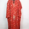 Shabana Kashmiri Pheran In Raffal Wool With Hand Sozni And Paper Mache Style Jaal Work | Orange