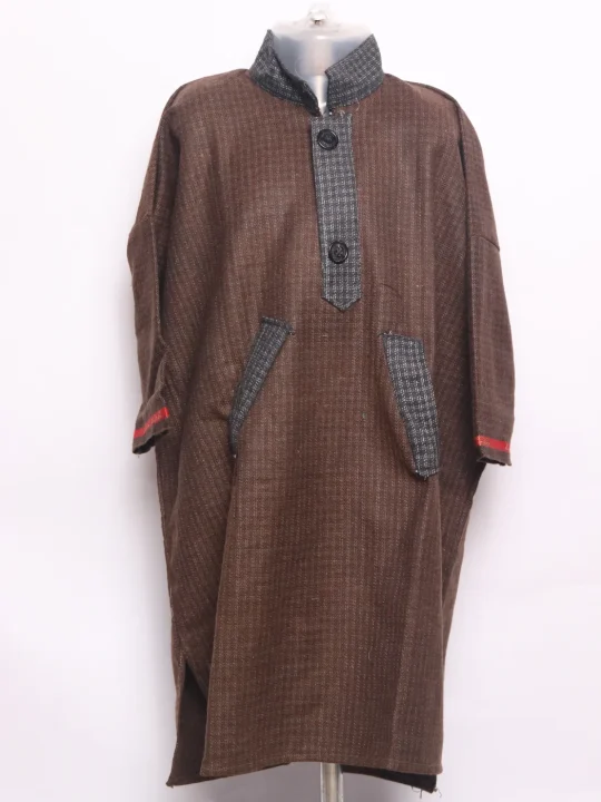 Unaiz Boys Kashmiri Pheran in Brown Tweed Wool | 7 to 8Yrs
