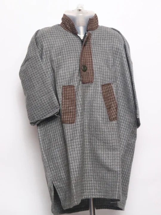 Boys Kashmiri Pheran Unaiz in Grey Tweed Wool | 4 to 5Yrs