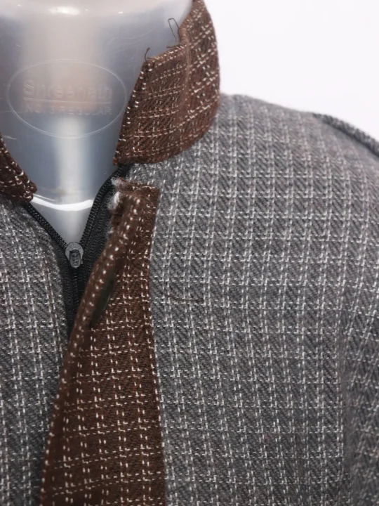 Boys Kashmiri Pheran Unaiz in Grey Tweed Wool | 4 to 5Yrs - Image 3