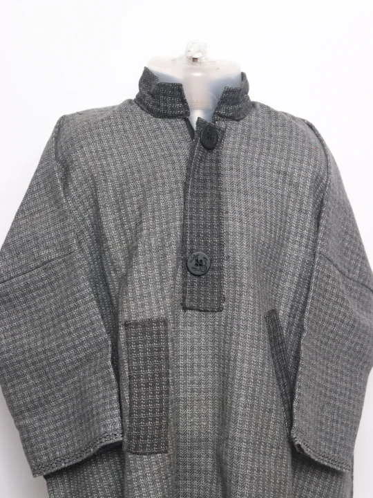 Unaiz Boys Kashmiri Pheran in Grey Tweed Wool | 7 to 8 Yrs - Image 2