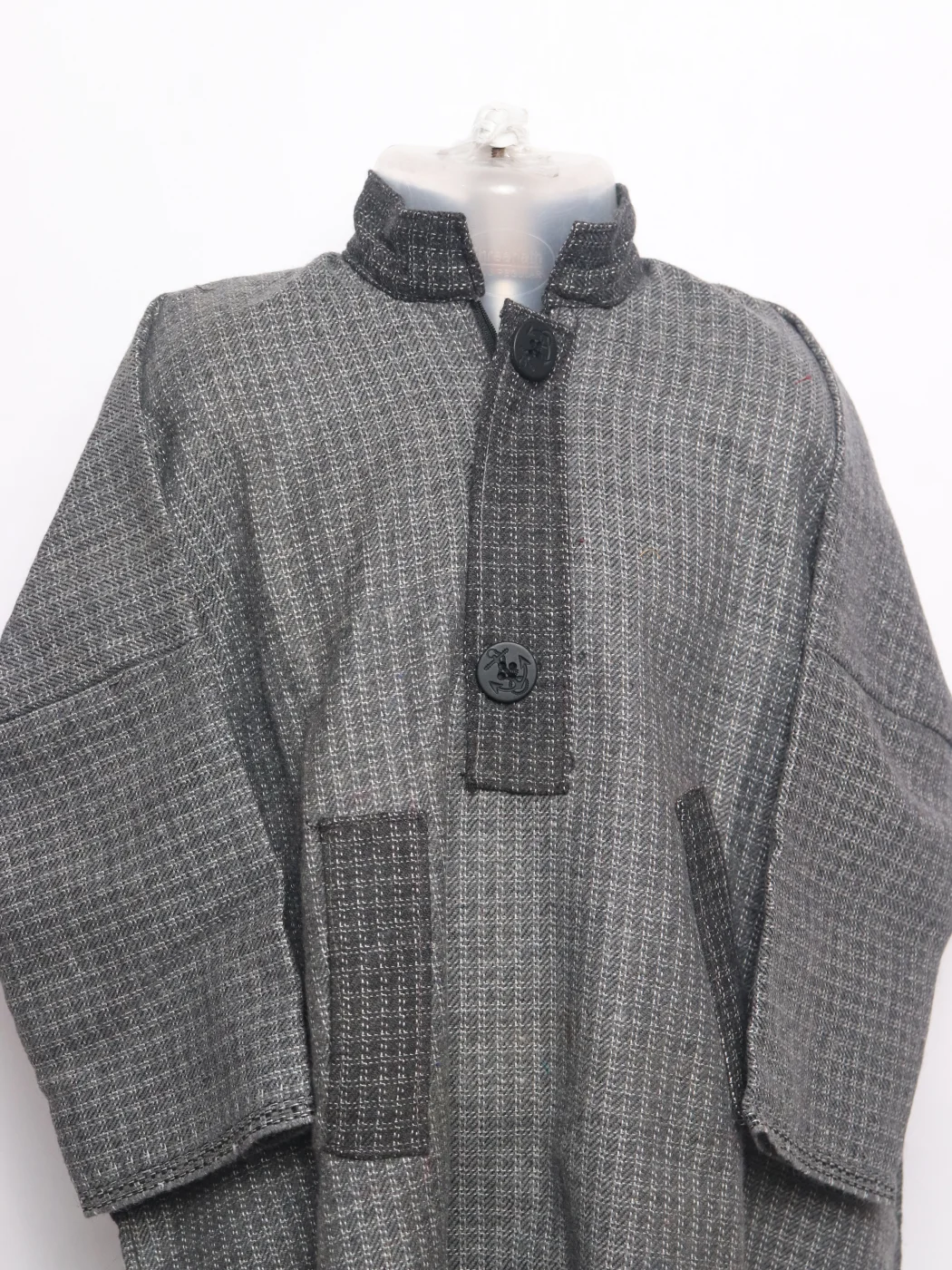 Unaiz Boys Kashmiri Pheran in Grey Tweed Wool | 7 to 8 Yrs - Image 2