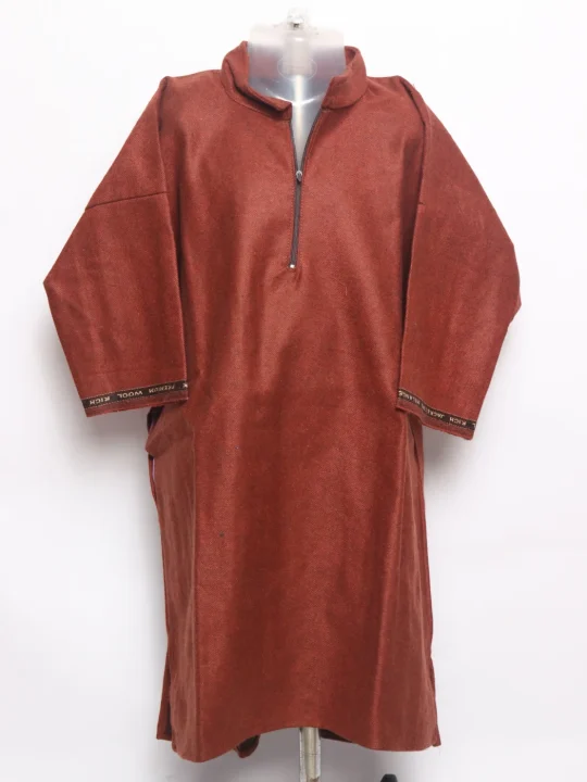 Boys Kashmiri Pheran Unaiz in Rust Brown Tweed Wool | 7 to 8Yrs - Image 2