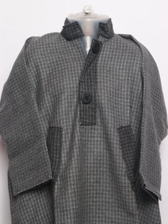 Boys Kashmiri Pheran Unaiz in Grey Tweed Wool | 1 to 2Yrs - Image 2