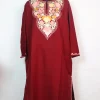Maroon Kashmiri Pheran In Cashmilon wool With Aari Embroidery | Nafeesa