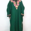Insha Kashmiri Pheran In Cashmilon wool With Aari Embroidery | Green