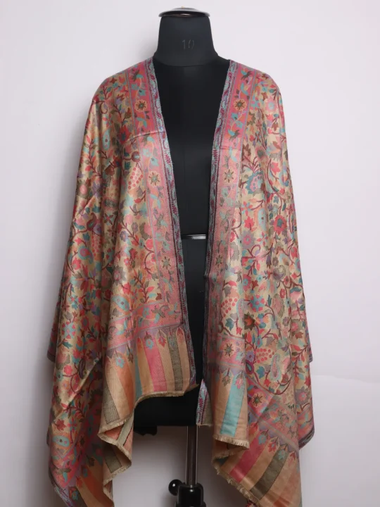 Beige Kashmiri Stole With Kani Work | Mahi