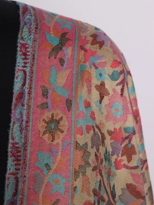 Beige Kashmiri Stole With Kani Work | Mahi - Image 3