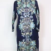 Mariam Kashmiri Long Coat In Cashmilon Wool With Aari Work | Navy Blue
