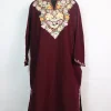 Maroon Kashmiri Pheran In Cashmilon wool With Aari Embroidery | Suhana