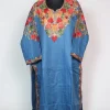Meesha Kashmiri Pheran In Cashmilon wool With Front And Back Aari Work | Blue