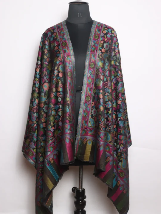 Black Kashmiri Stole With Kani Work | Mehrunissa