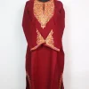 Minaal Kashmiri Pheran in Cashmilon with Sleeve Point Aari Embroidery | Maroon
