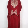 Maroon Kashmiri Pheran in Cashmilon with Sleeve Point Aari Embroidery | Minaal