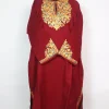 Kashmiri Pheran Minaal with Sleeve Point Aari Embroidery in Cashmilon | Maroon