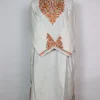 Kashmiri Pheran Minaal  in Cashmilon with Sleeve Point Aari Work | Off White